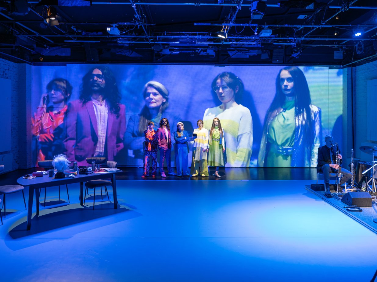 The four curators of a new Warhol exhibition and the band